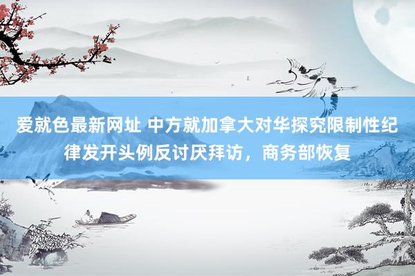 爱就色最新网址 中方就加拿大对华探究限制性纪律发开头例反讨厌拜访，商务部恢复