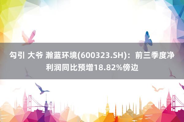勾引 大爷 瀚蓝环境(600323.SH)：前三季度净利润同比预增18.82%傍边