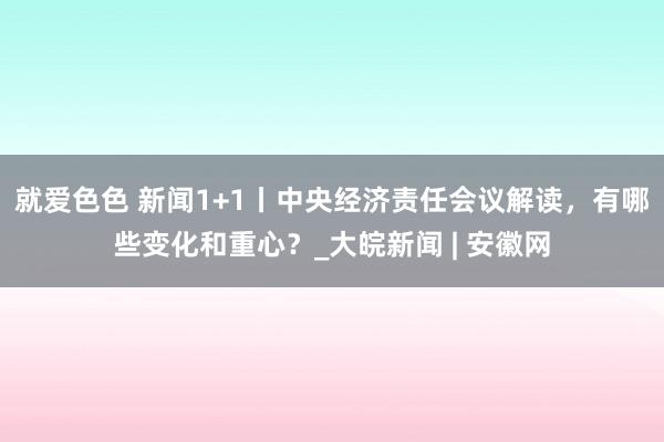 就爱色色 新闻1+1丨中央经济责任会议解读，有哪些变化和重心？_大皖新闻 | 安徽网