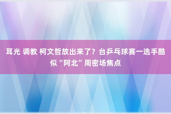耳光 调教 柯文哲放出来了？台乒乓球赛一选手酷似“阿北”周密场焦点
