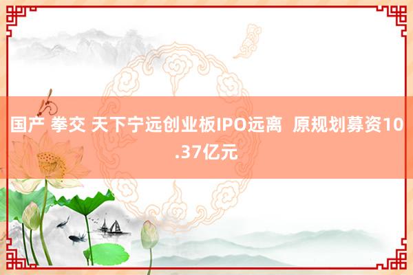 国产 拳交 天下宁远创业板IPO远离  原规划募资10.37亿元