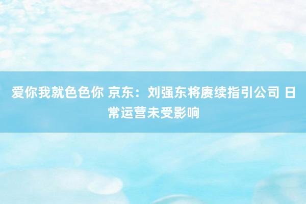 爱你我就色色你 京东：刘强东将赓续指引公司 日常运营未受影响