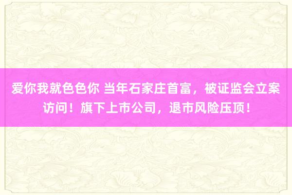 爱你我就色色你 当年石家庄首富，被证监会立案访问！旗下上市公司，退市风险压顶！