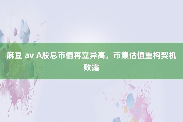 麻豆 av A股总市值再立异高，市集估值重构契机败露