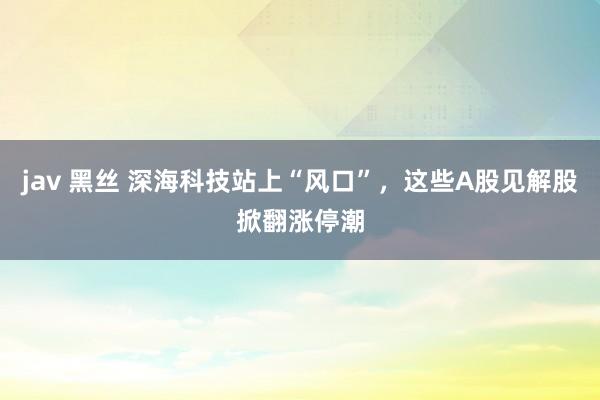 jav 黑丝 深海科技站上“风口”，这些A股见解股掀翻涨停潮