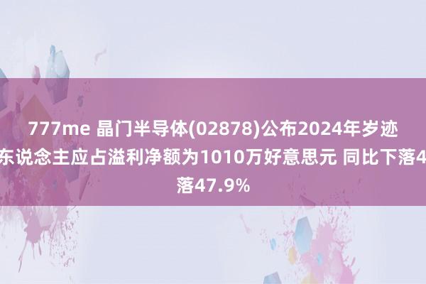777me 晶门半导体(02878)公布2024年岁迹 领有东说念主应占溢利净额为1010万好意思元 同比下落47.9%