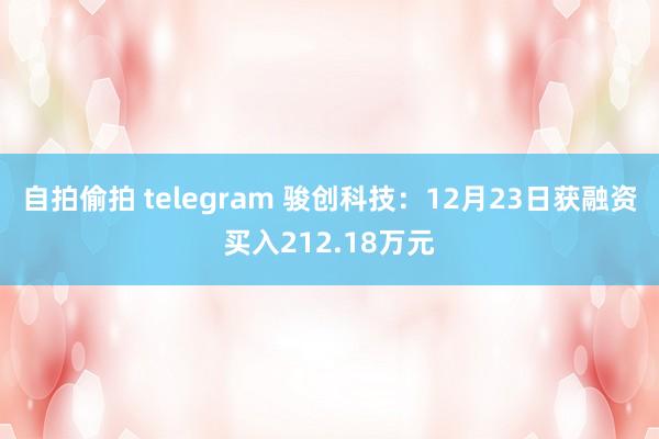 自拍偷拍 telegram 骏创科技：12月23日获融资买入212.18万元