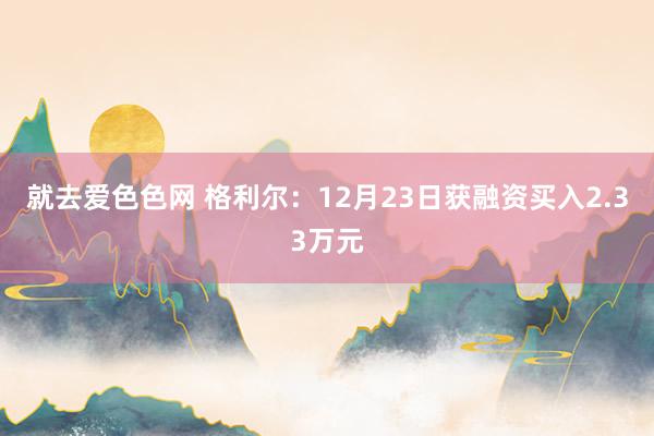 就去爱色色网 格利尔：12月23日获融资买入2.33万元