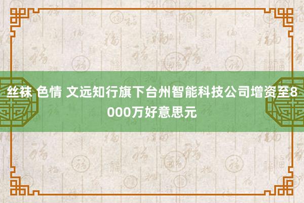 丝袜 色情 文远知行旗下台州智能科技公司增资至8000万好意思元