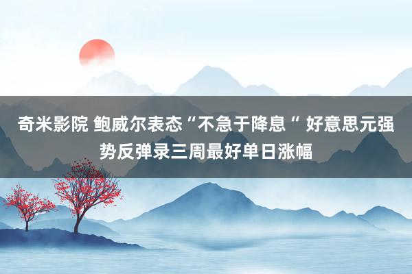 奇米影院 鲍威尔表态“不急于降息“ 好意思元强势反弹录三周最好单日涨幅