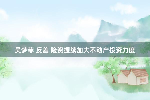 吴梦菲 反差 险资握续加大不动产投资力度