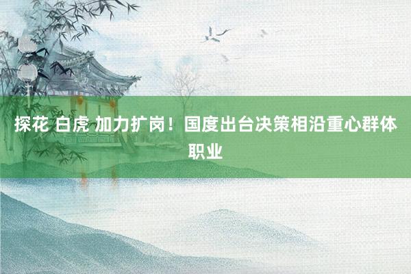 探花 白虎 加力扩岗！国度出台决策相沿重心群体职业