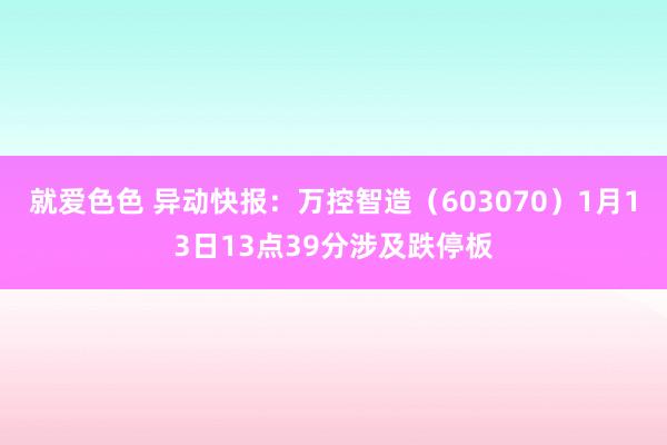 就爱色色 异动快报：万控智造（603070）1月13日13点39分涉及跌停板