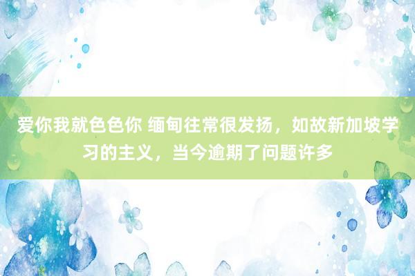 爱你我就色色你 缅甸往常很发扬，如故新加坡学习的主义，当今逾期了问题许多