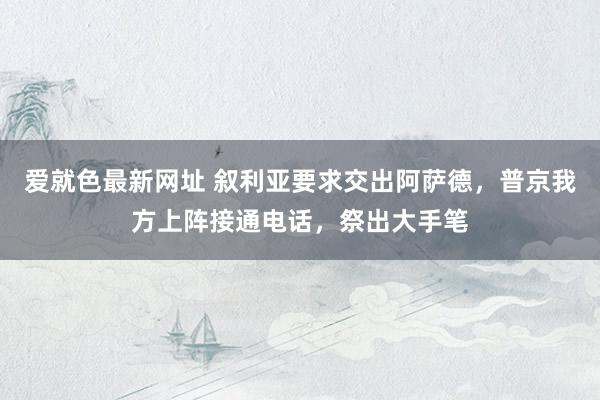 爱就色最新网址 叙利亚要求交出阿萨德，普京我方上阵接通电话，祭出大手笔