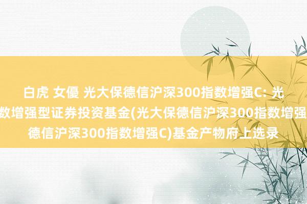 白虎 女優 光大保德信沪深300指数增强C: 光大保德信沪深300指数增强型证券投资基金(光大保德信沪深300指数增强C)基金产物府上选录