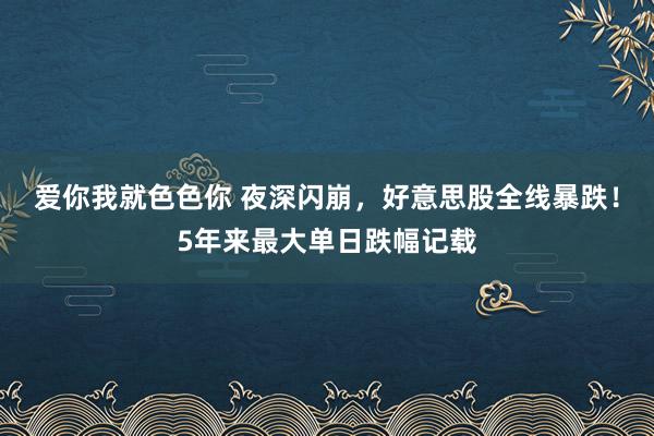 爱你我就色色你 夜深闪崩，好意思股全线暴跌！5年来最大单日跌幅记载