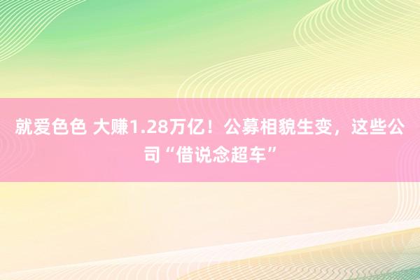 就爱色色 大赚1.28万亿！公募相貌生变，这些公司“借说念超车”