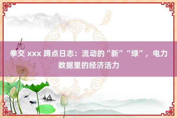 拳交 xxx 蹲点日志：流动的“新”“绿”，电力数据里的经济活力