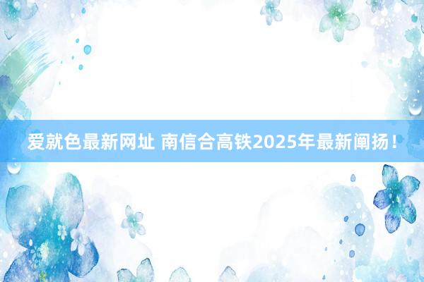 爱就色最新网址 南信合高铁2025年最新阐扬！