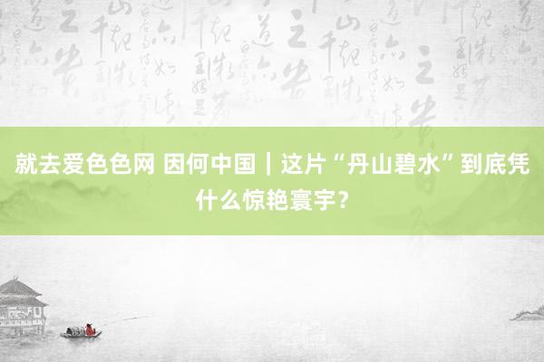 就去爱色色网 因何中国｜这片“丹山碧水”到底凭什么惊艳寰宇？