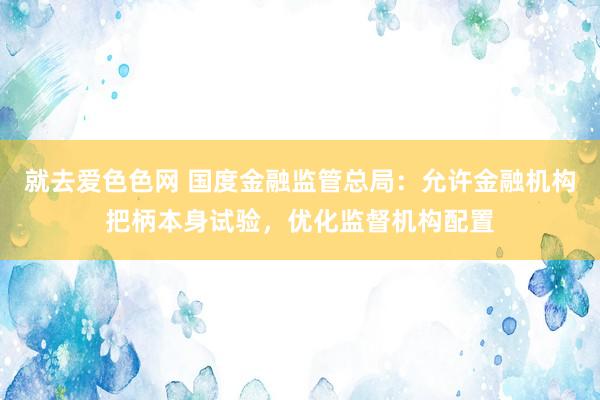 就去爱色色网 国度金融监管总局：允许金融机构把柄本身试验，优化监督机构配置