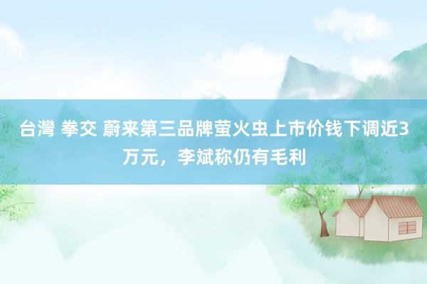 台灣 拳交 蔚来第三品牌萤火虫上市价钱下调近3万元，李斌称仍有毛利