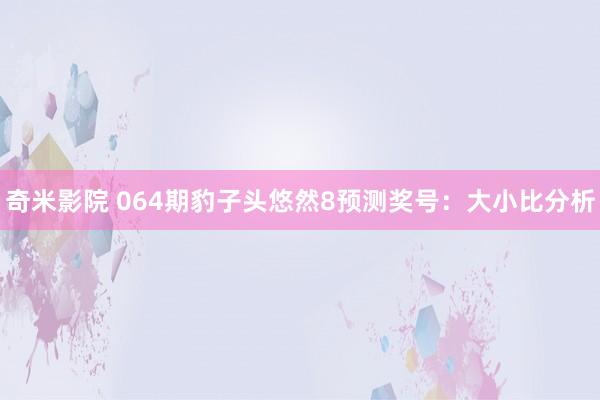 奇米影院 064期豹子头悠然8预测奖号：大小比分析