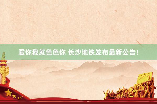 爱你我就色色你 长沙地铁发布最新公告！