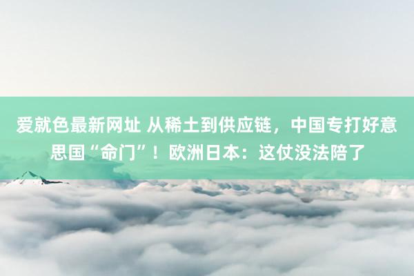 爱就色最新网址 从稀土到供应链，中国专打好意思国“命门”！欧洲日本：这仗没法陪了